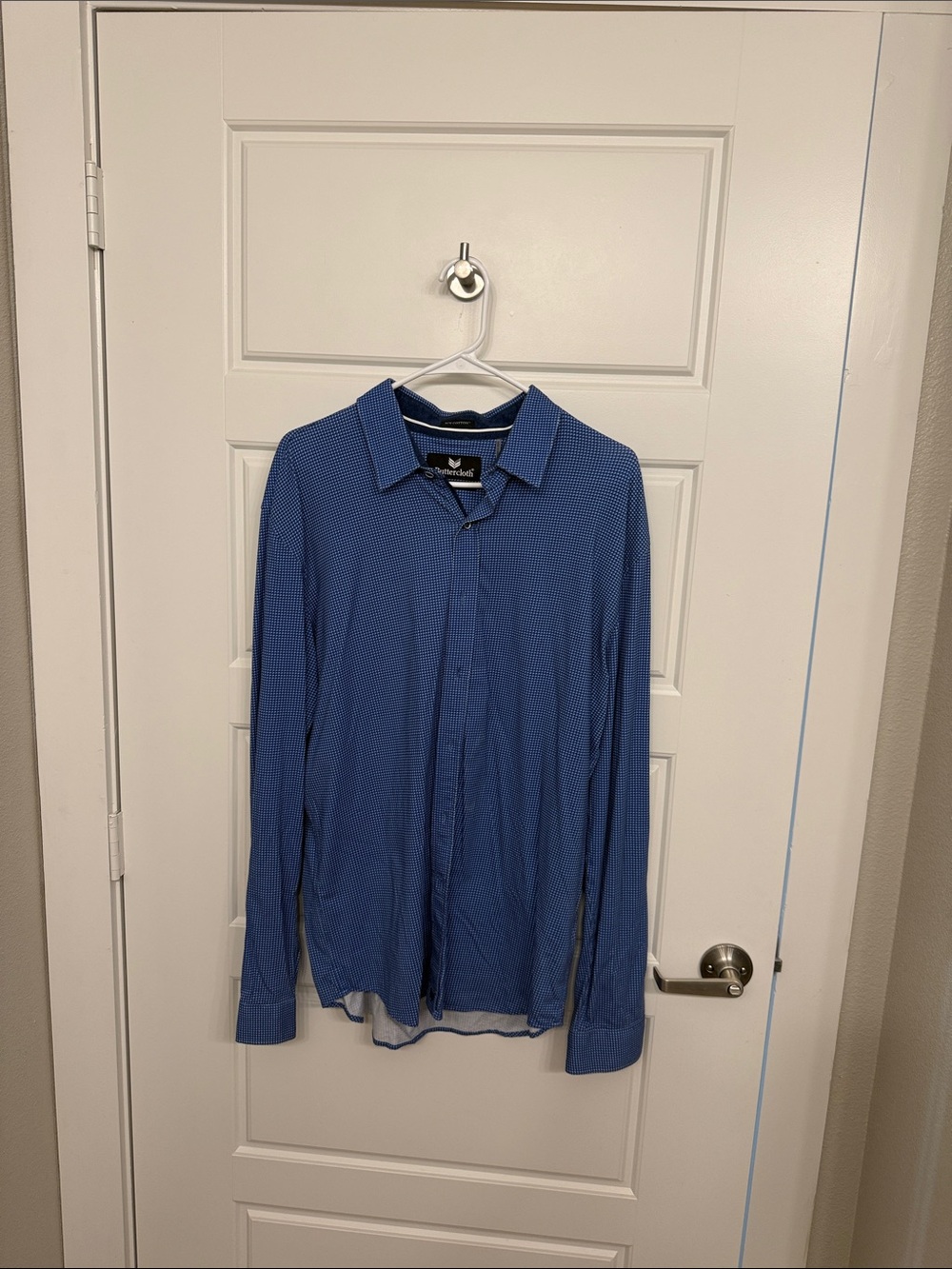 Buttercloth Men’s Icycotton Blue Long-Sleeve Button-Up Shirt XL Slim Fit